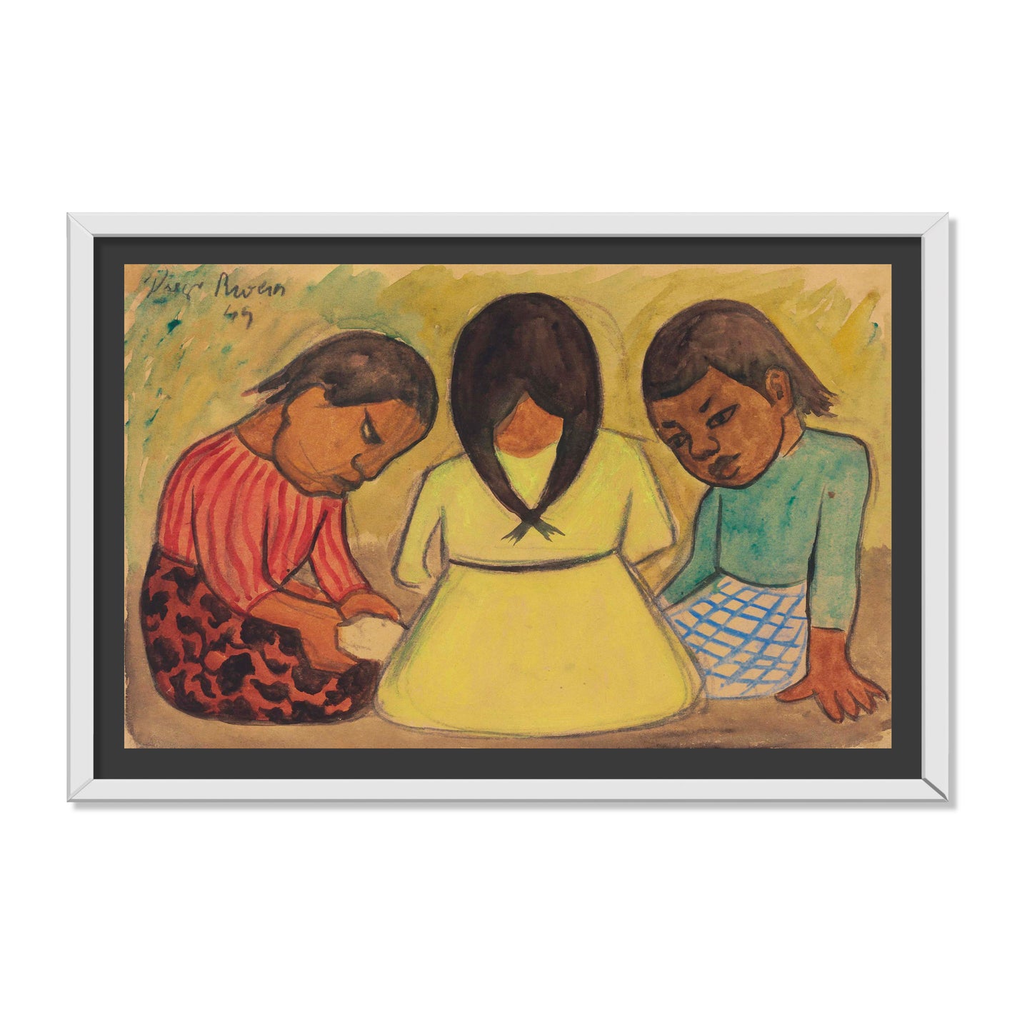 TRES NIÑAS SENTADAS EN EL SUELO