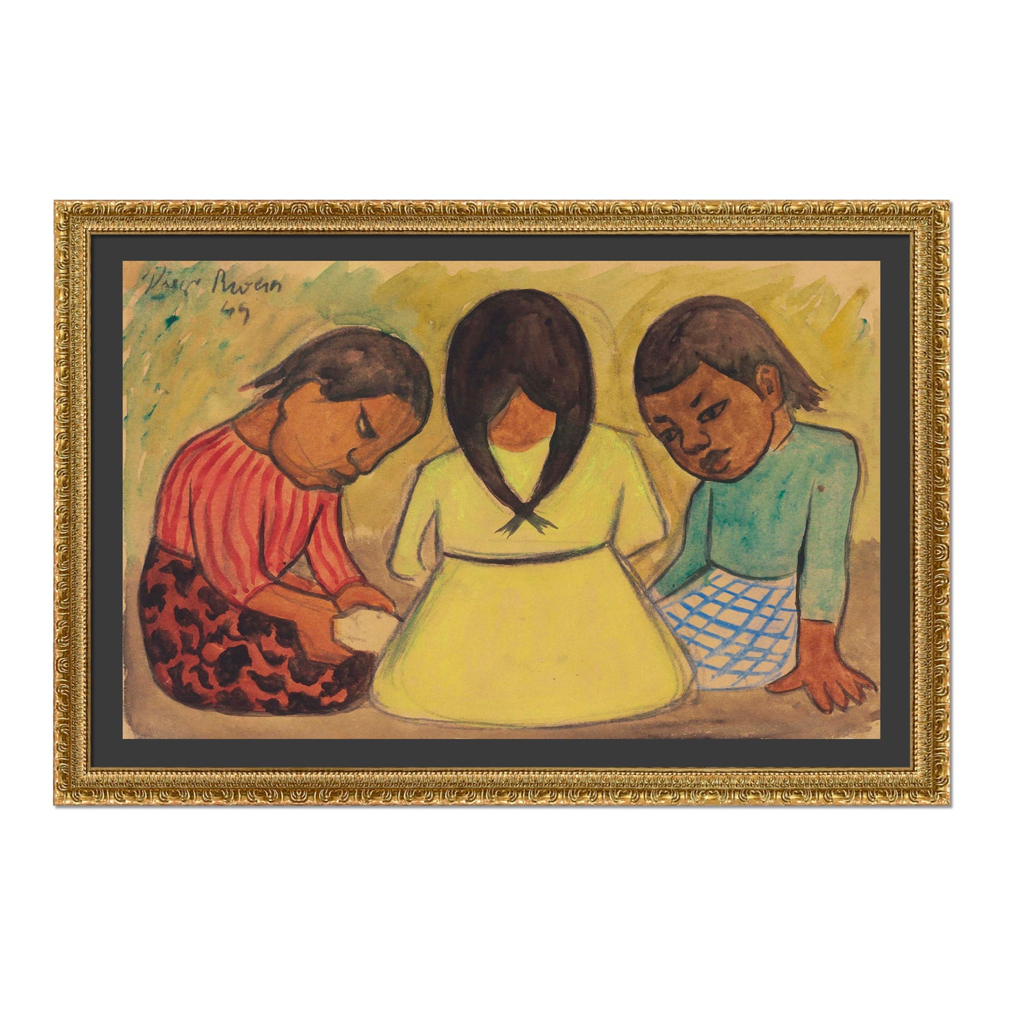 TRES NIÑAS SENTADAS EN EL SUELO