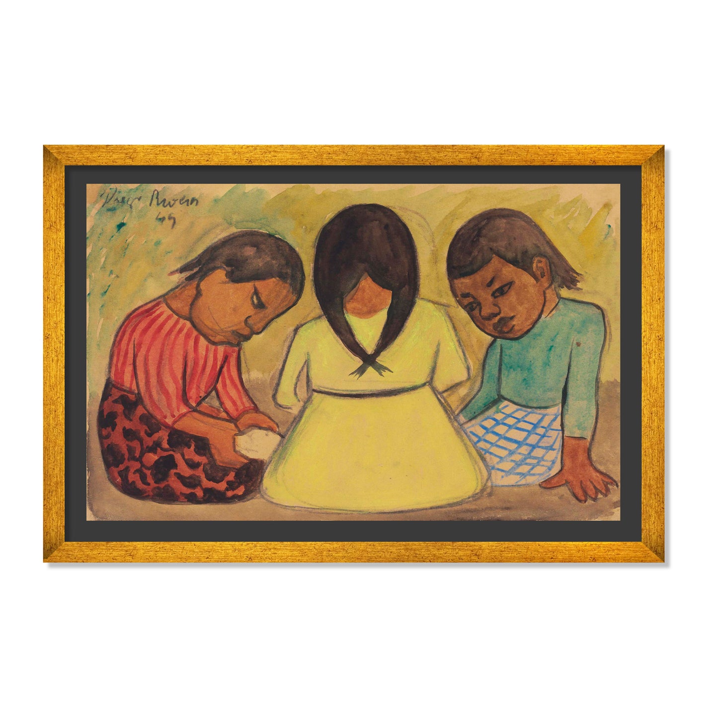 TRES NIÑAS SENTADAS EN EL SUELO