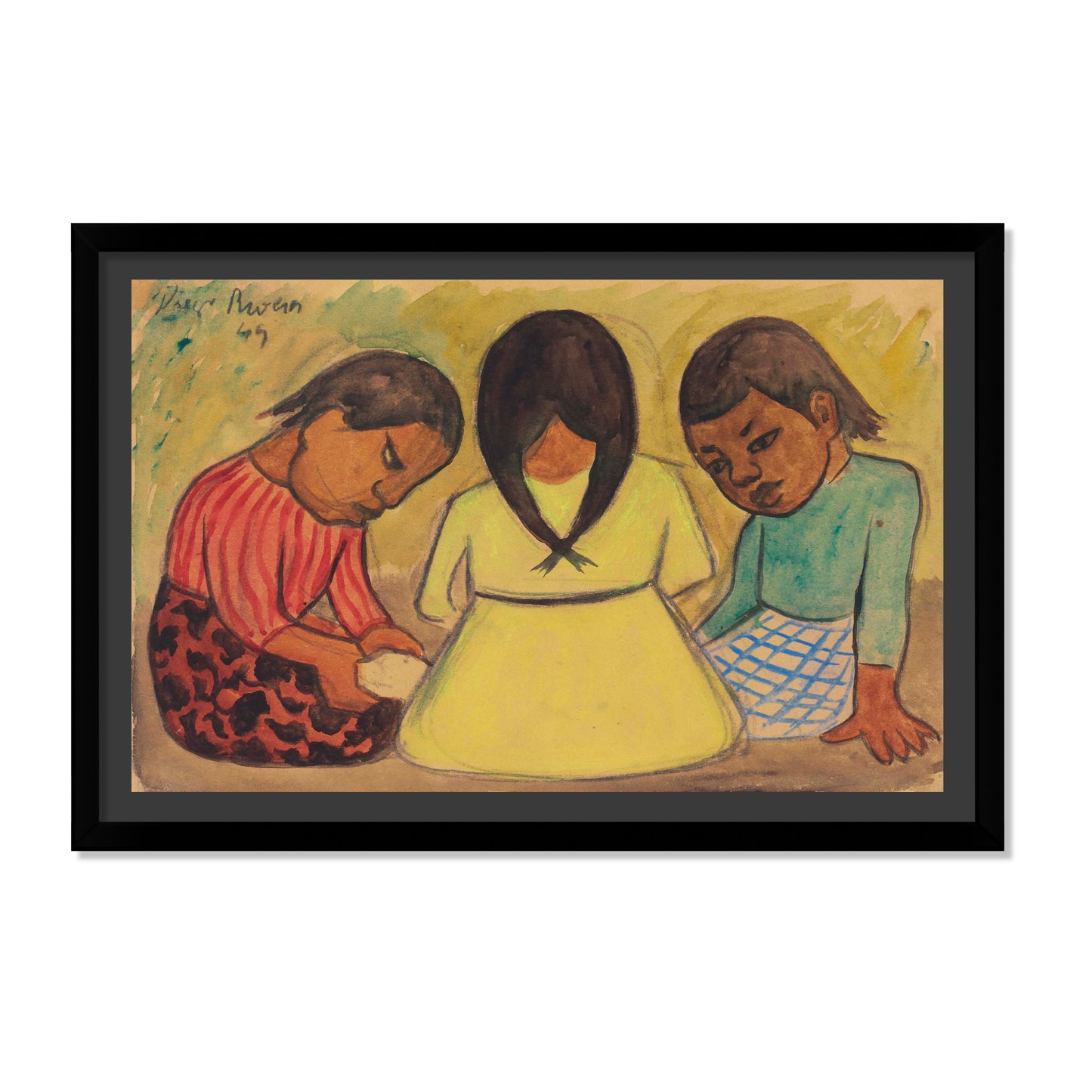TRES NIÑAS SENTADAS EN EL SUELO