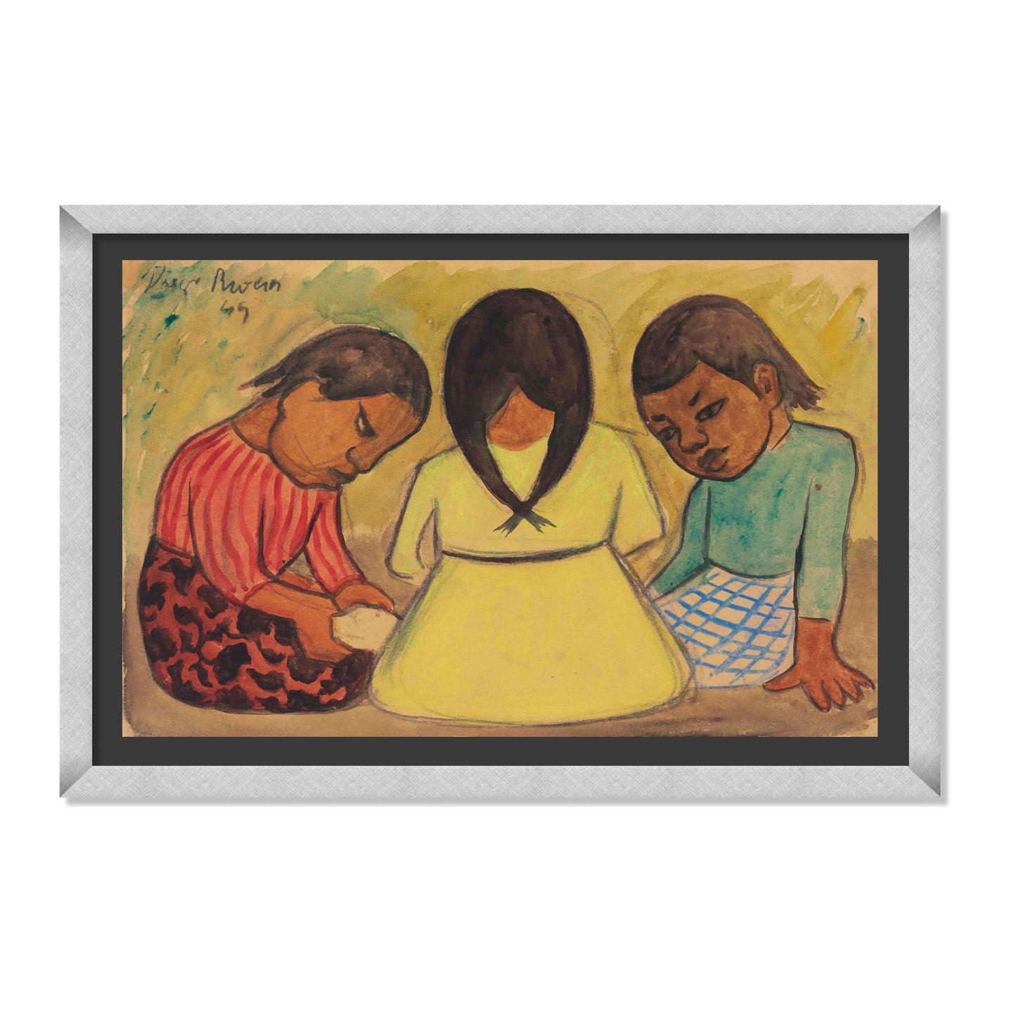 TRES NIÑAS SENTADAS EN EL SUELO
