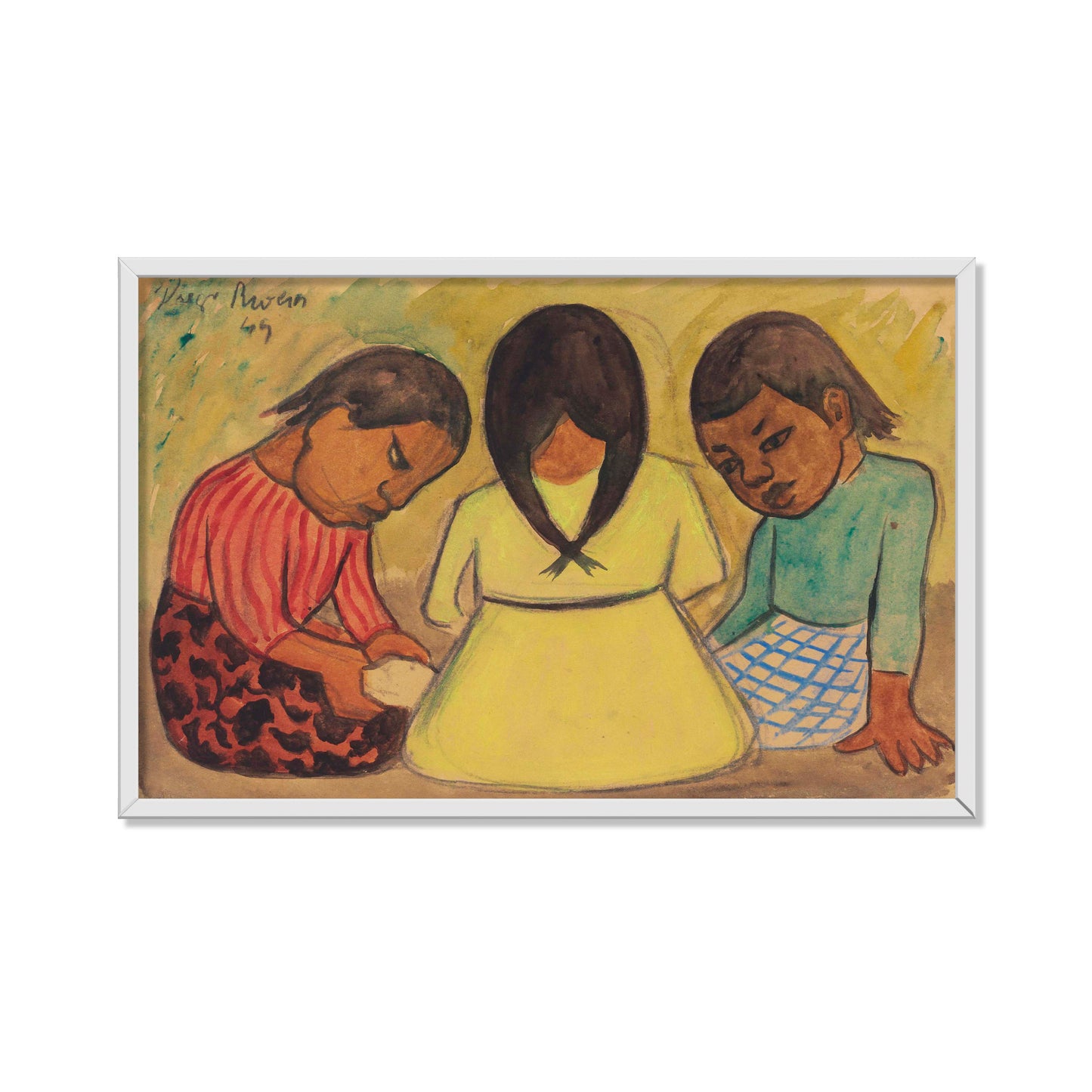 TRES NIÑAS SENTADAS EN EL SUELO