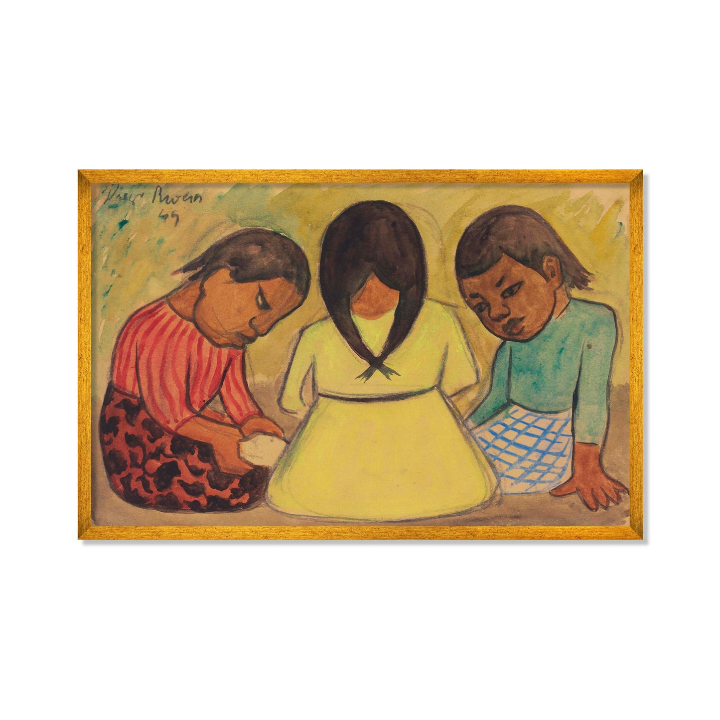 TRES NIÑAS SENTADAS EN EL SUELO