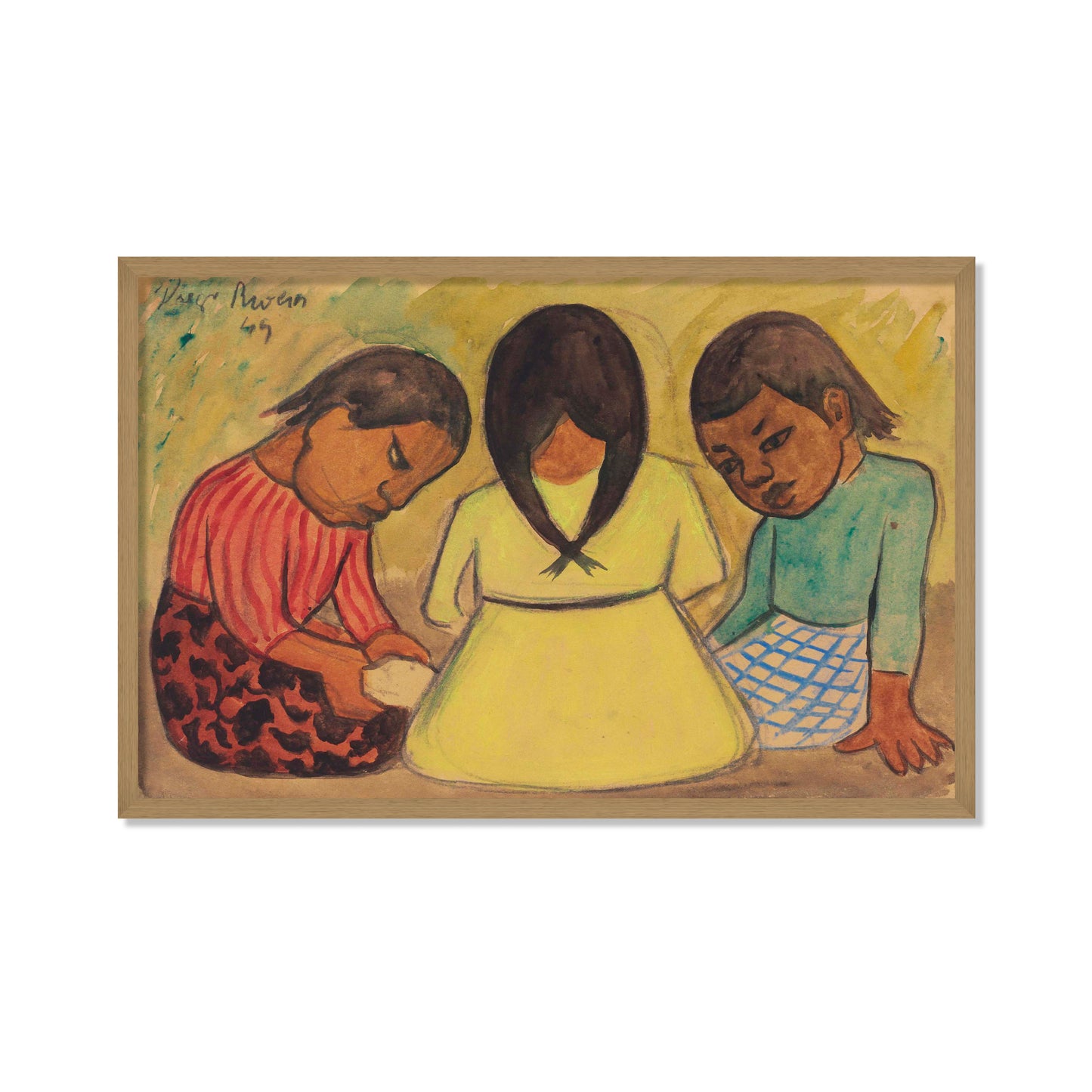 TRES NIÑAS SENTADAS EN EL SUELO