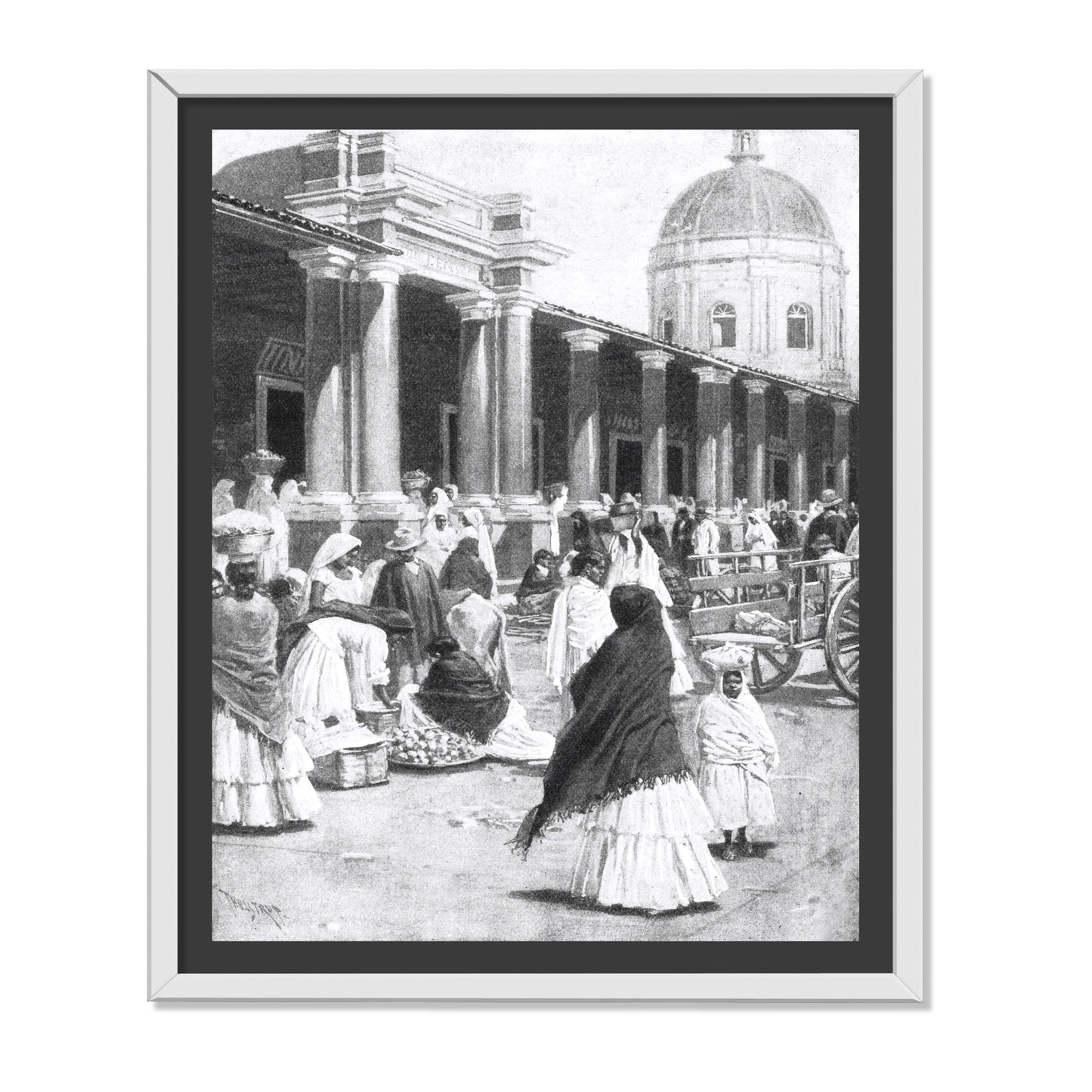 MERCADO EN LA PLAZA DE LA CIUDAD DE ASUNCIÓN 1891 MUJERES CON VESTIMENTA TRADICIONAL