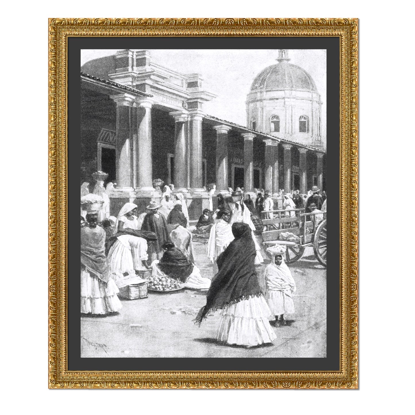 MERCADO EN LA PLAZA DE LA CIUDAD DE ASUNCIÓN 1891 MUJERES CON VESTIMENTA TRADICIONAL