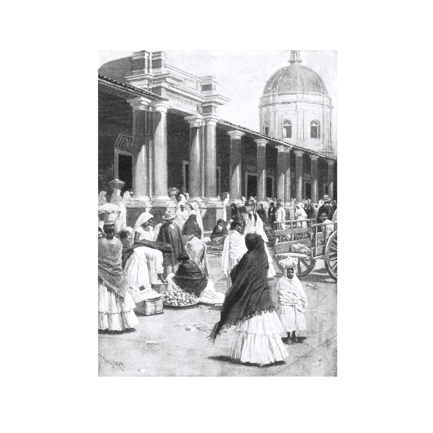 MERCADO EN LA PLAZA DE LA CIUDAD DE ASUNCIÓN 1891 MUJERES CON VESTIMENTA TRADICIONAL