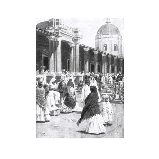 MERCADO EN LA PLAZA DE LA CIUDAD DE ASUNCIÓN 1891 MUJERES CON VESTIMENTA TRADICIONAL