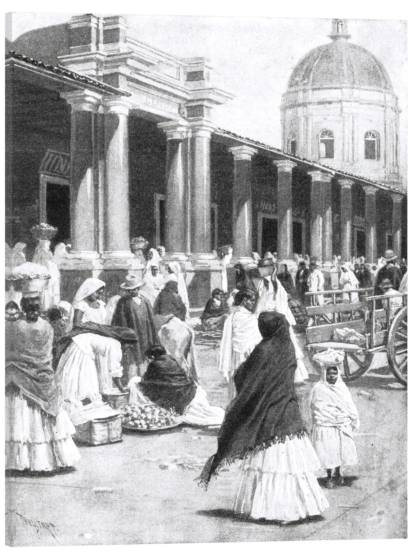 MERCADO EN LA PLAZA DE LA CIUDAD DE ASUNCIÓN 1891 MUJERES CON VESTIMENTA TRADICIONAL
