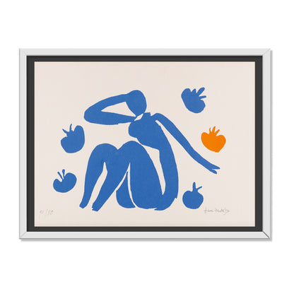 DESNUDO AZUL CON MANZANAS