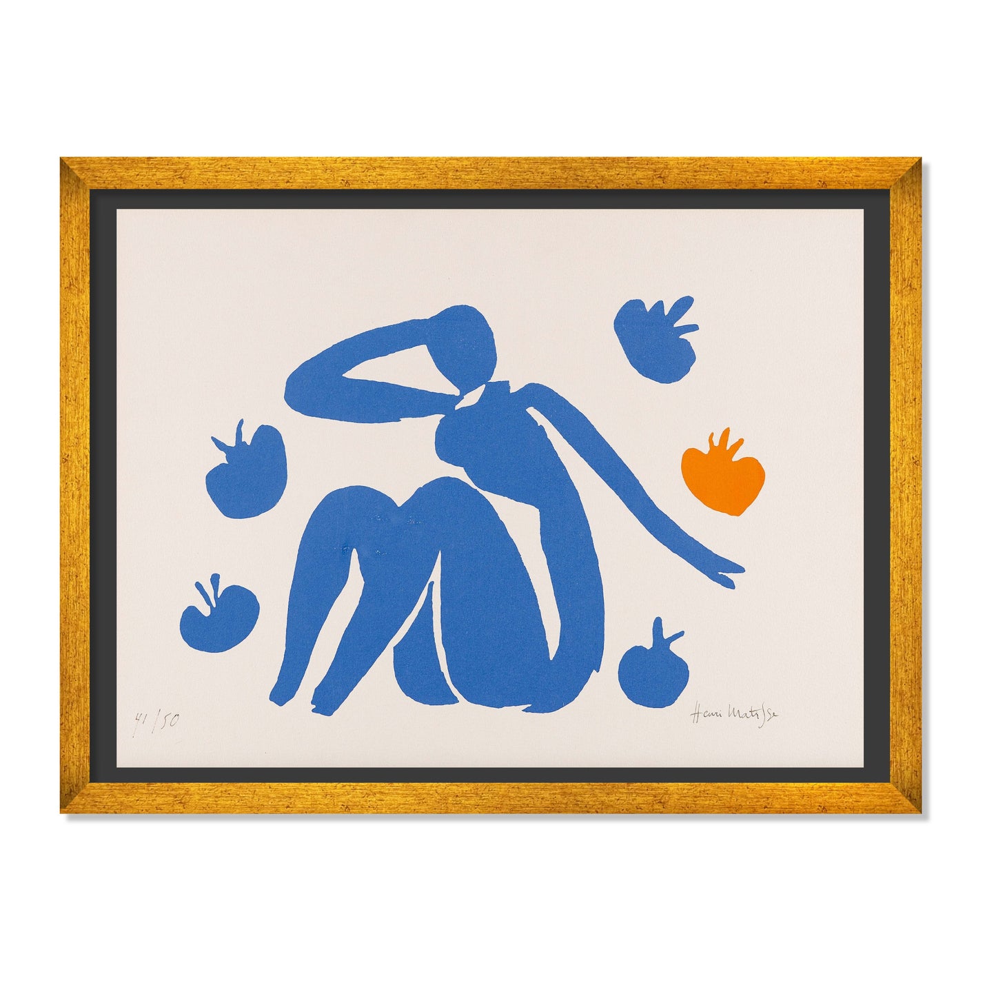 DESNUDO AZUL CON MANZANAS