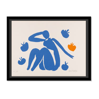 DESNUDO AZUL CON MANZANAS