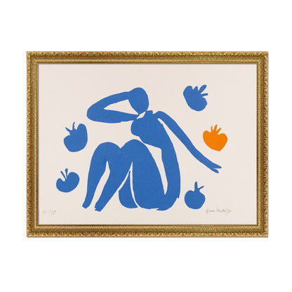 DESNUDO AZUL CON MANZANAS