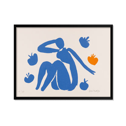 DESNUDO AZUL CON MANZANAS