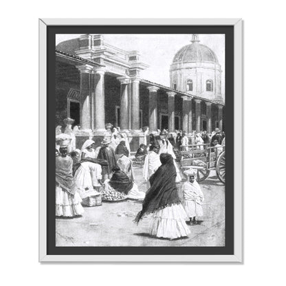 MERCADO EN LA PLAZA DE LA CIUDAD DE ASUNCIÓN 1891 MUJERES CON VESTIMENTA TRADICIONAL