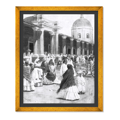 MERCADO EN LA PLAZA DE LA CIUDAD DE ASUNCIÓN 1891 MUJERES CON VESTIMENTA TRADICIONAL
