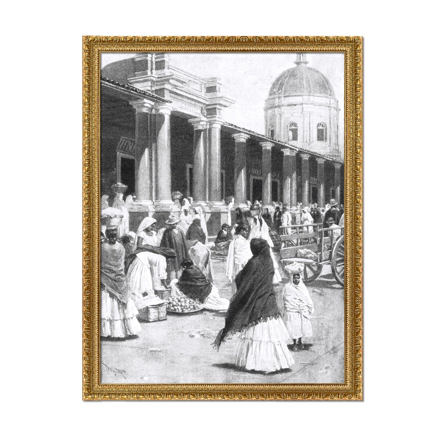 MERCADO EN LA PLAZA DE LA CIUDAD DE ASUNCIÓN 1891 MUJERES CON VESTIMENTA TRADICIONAL