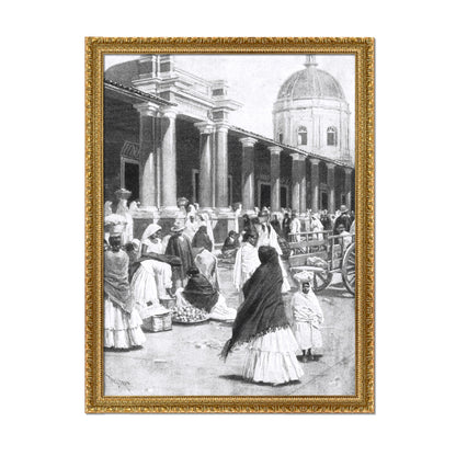 MERCADO EN LA PLAZA DE LA CIUDAD DE ASUNCIÓN 1891 MUJERES CON VESTIMENTA TRADICIONAL