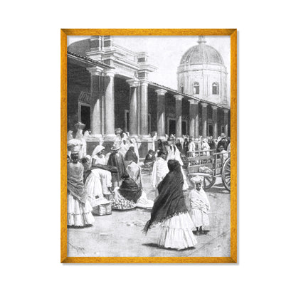 MERCADO EN LA PLAZA DE LA CIUDAD DE ASUNCIÓN 1891 MUJERES CON VESTIMENTA TRADICIONAL
