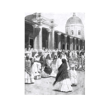 MERCADO EN LA PLAZA DE LA CIUDAD DE ASUNCIÓN 1891 MUJERES CON VESTIMENTA TRADICIONAL