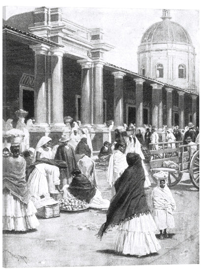 MERCADO EN LA PLAZA DE LA CIUDAD DE ASUNCIÓN 1891 MUJERES CON VESTIMENTA TRADICIONAL