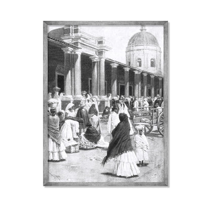 MERCADO EN LA PLAZA DE LA CIUDAD DE ASUNCIÓN 1891 MUJERES CON VESTIMENTA TRADICIONAL