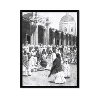 MERCADO EN LA PLAZA DE LA CIUDAD DE ASUNCIÓN 1891 MUJERES CON VESTIMENTA TRADICIONAL