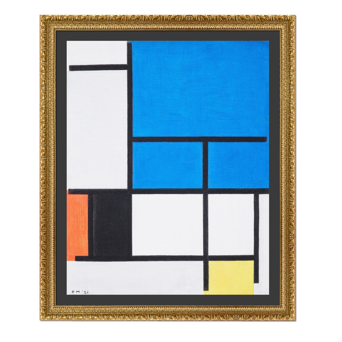 COMPOSICIÓN CON GRAN AZUL PLANO, ROJO, NEGRO, AMARILLO Y GRIS