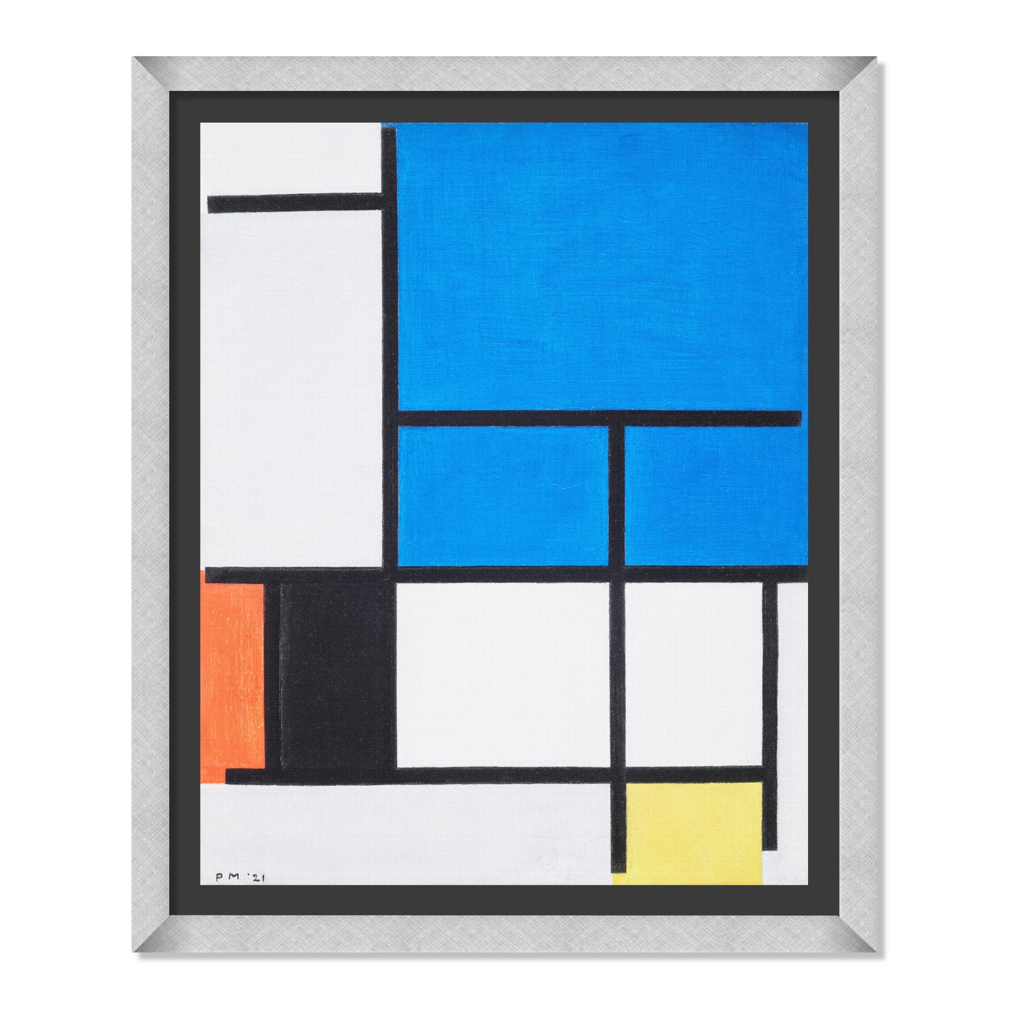 COMPOSICIÓN CON GRAN AZUL PLANO, ROJO, NEGRO, AMARILLO Y GRIS