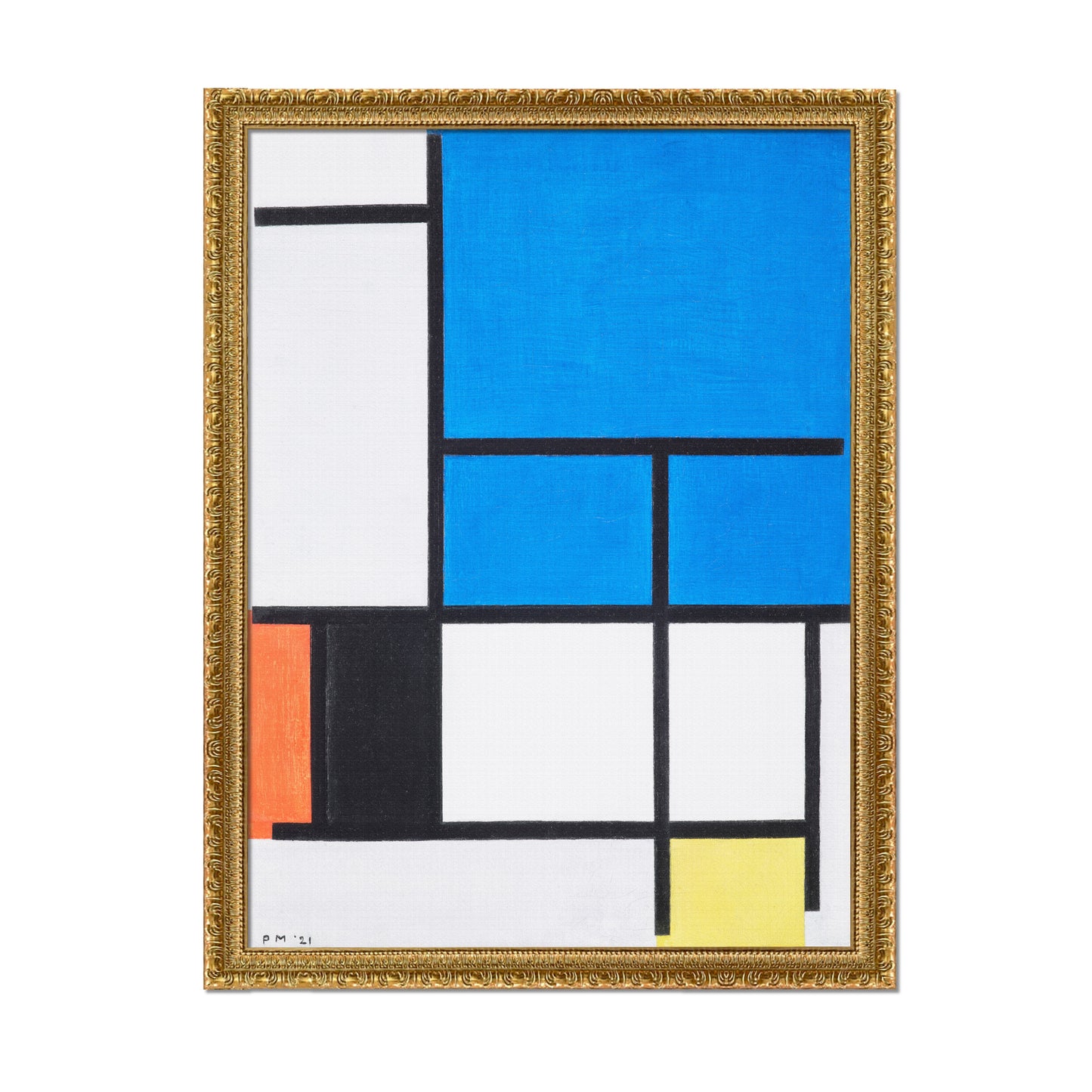 COMPOSICIÓN CON GRAN AZUL PLANO, ROJO, NEGRO, AMARILLO Y GRIS