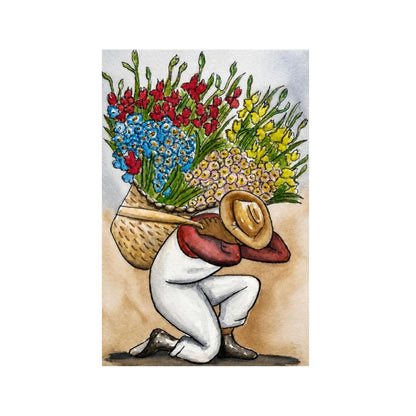 OBRERO CARGANDO FLORES