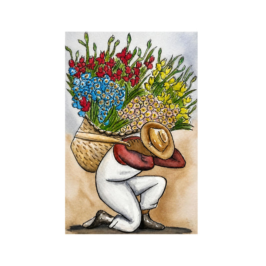 OBRERO CARGANDO FLORES