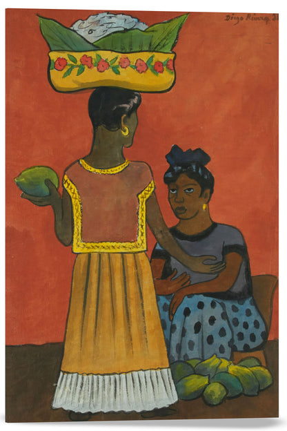 DOS MUJERES VENDIENDO FRUTA