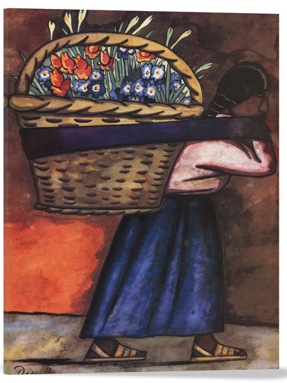 VENDEDORA DE FLORES CON CANASTA