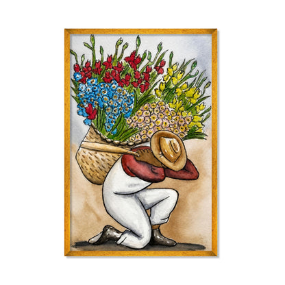 OBRERO CARGANDO FLORES