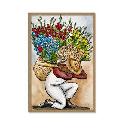 OBRERO CARGANDO FLORES