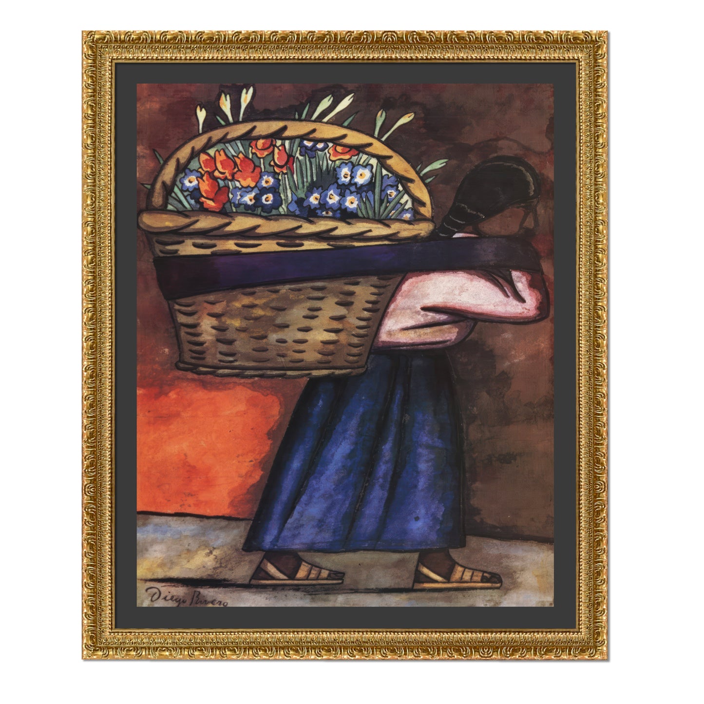 VENDEDORA DE FLORES CON CANASTA