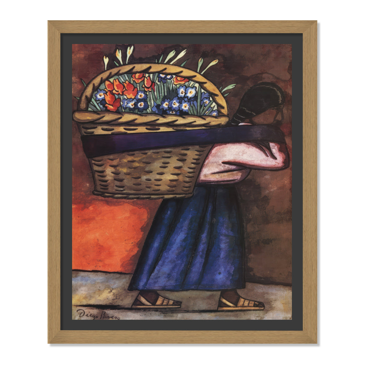 VENDEDORA DE FLORES CON CANASTA