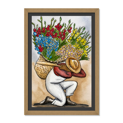 OBRERO CARGANDO FLORES