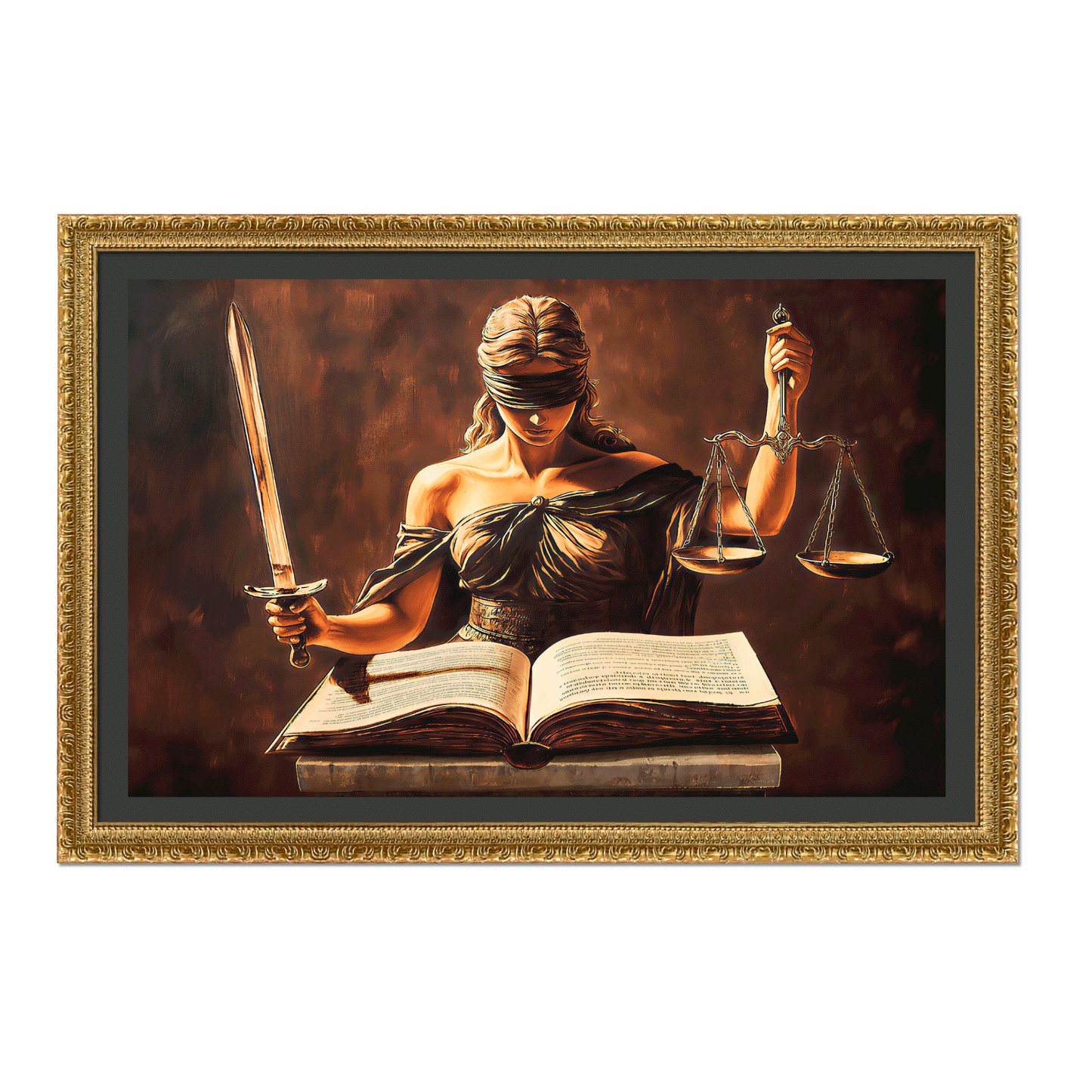 DAMA DE LA JUSTICIA Y EL LIBRO DE LA LEY