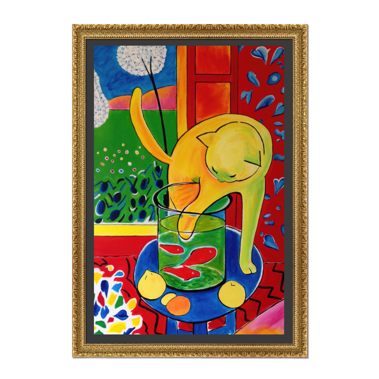 EL GATO CON LOS PECES ROJOS