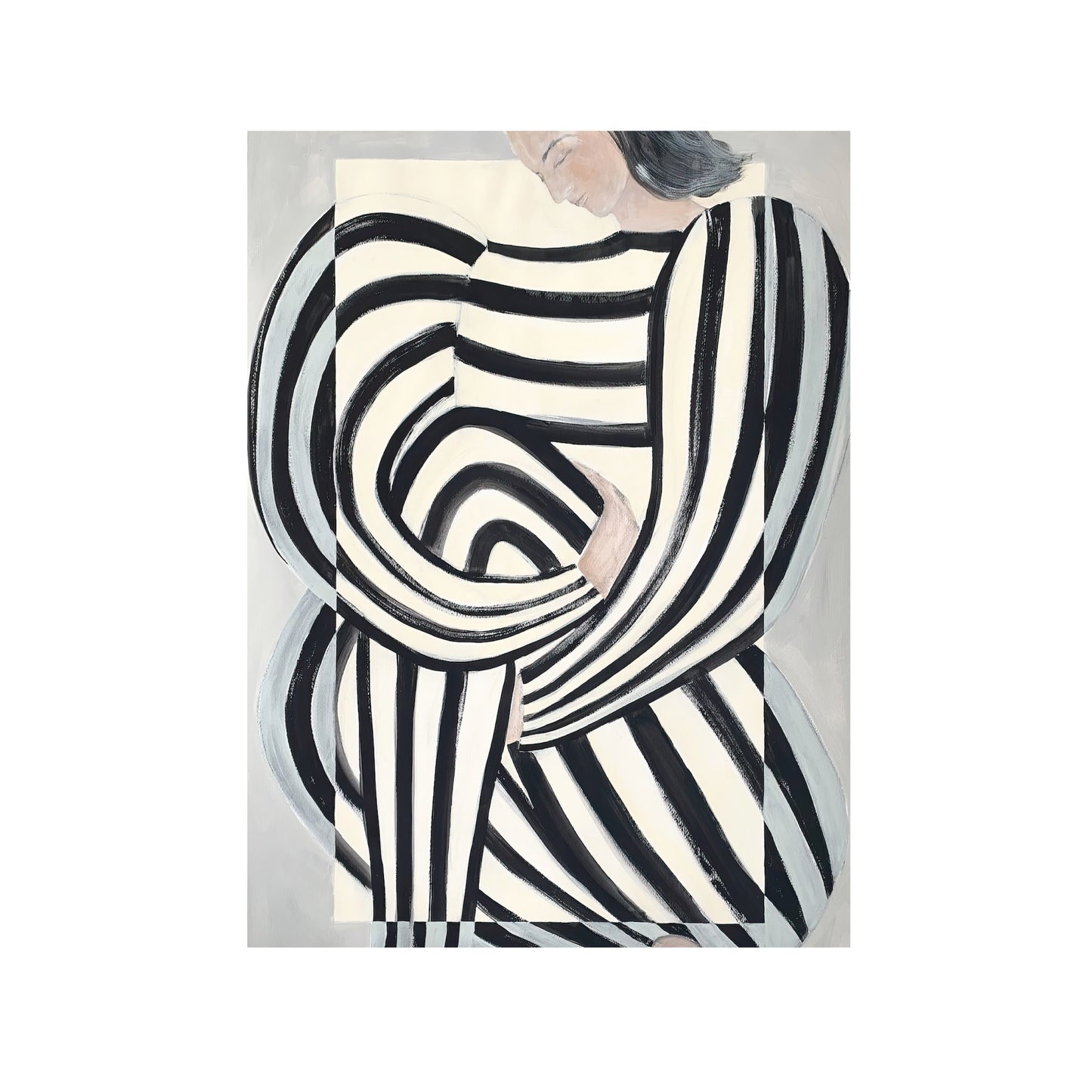 MUJER EN ROPA BLANCO Y NEGRO