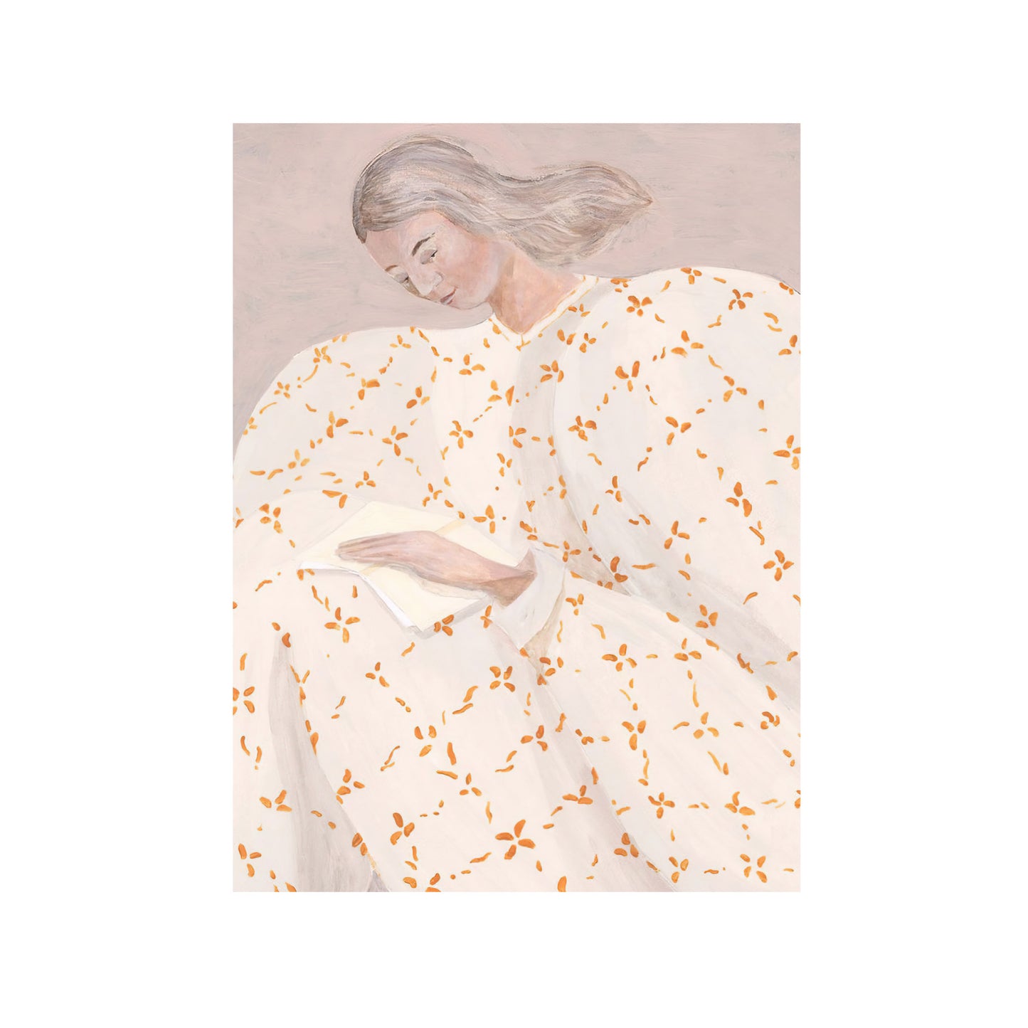 RETRATO FEMENINO EN BLANCO Y NARANJA