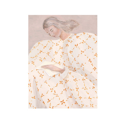 RETRATO FEMENINO EN BLANCO Y NARANJA