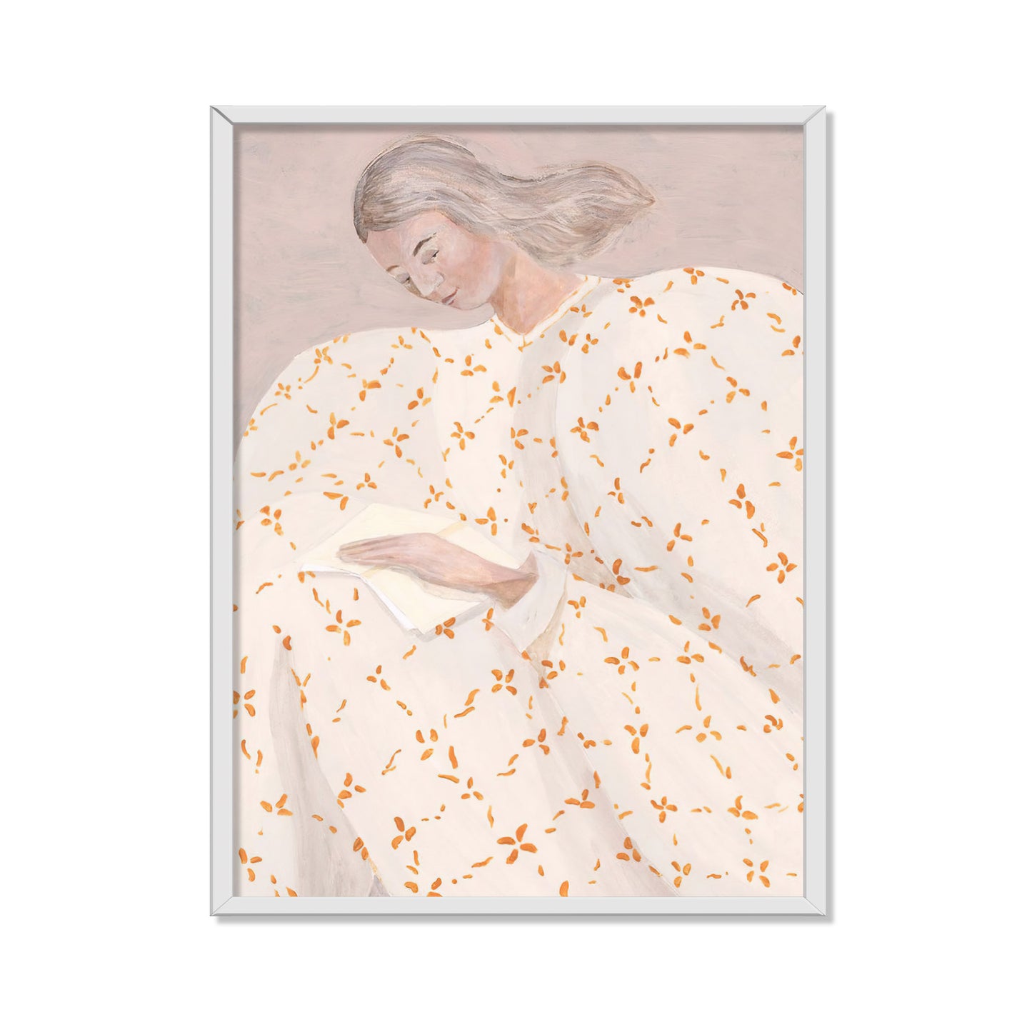 RETRATO FEMENINO EN BLANCO Y NARANJA