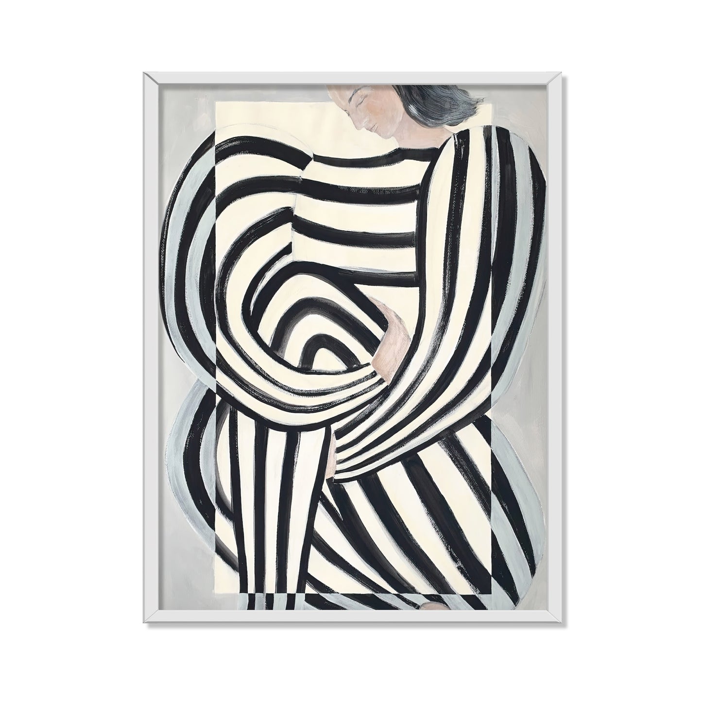 MUJER EN ROPA BLANCO Y NEGRO