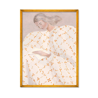 RETRATO FEMENINO EN BLANCO Y NARANJA