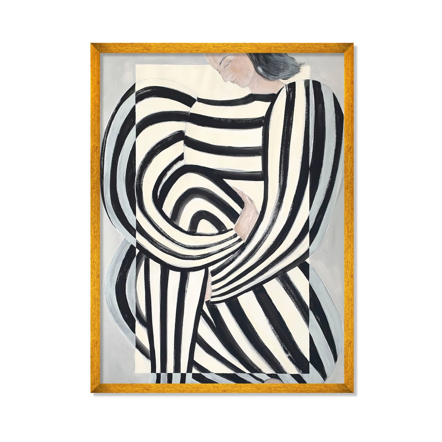MUJER EN ROPA BLANCO Y NEGRO