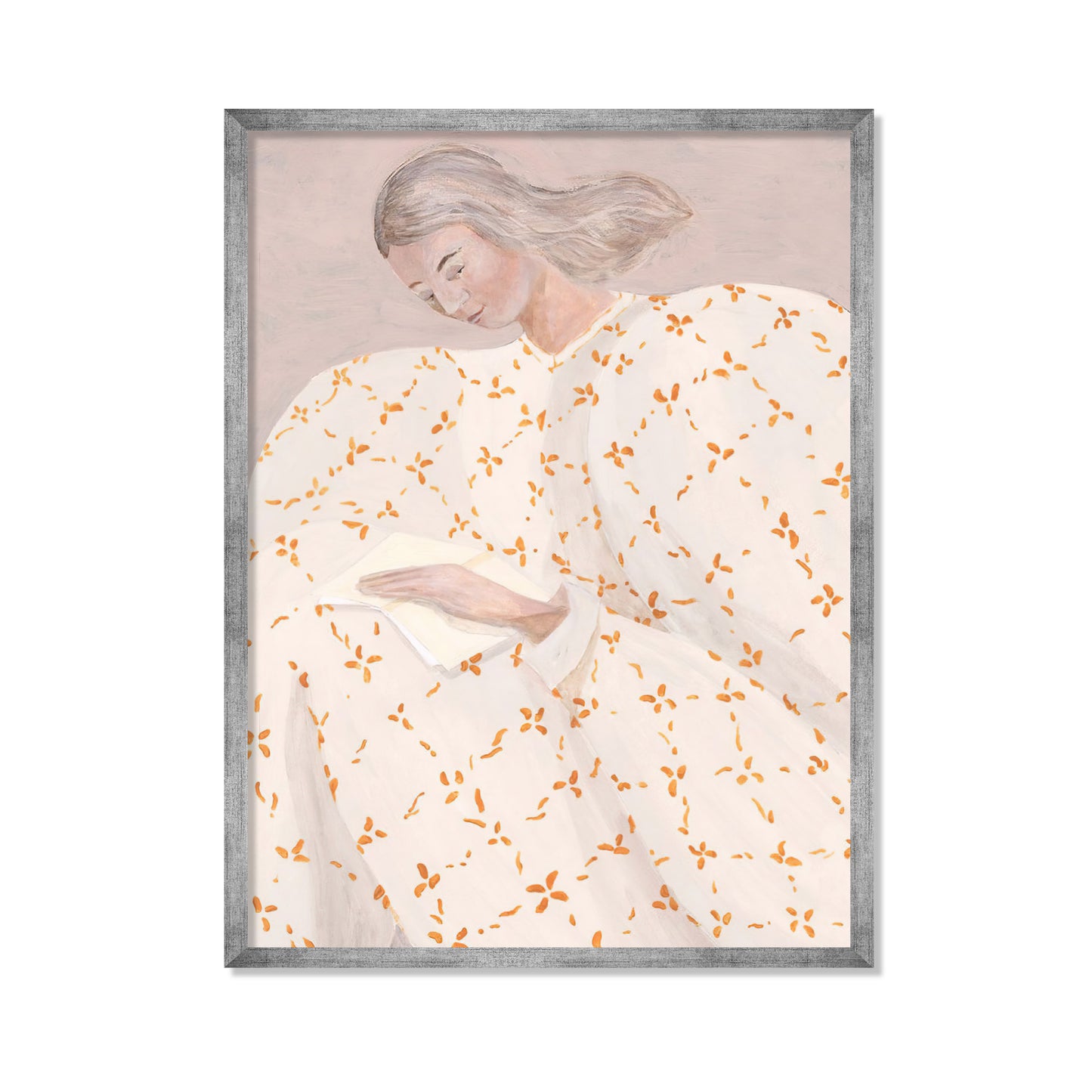 RETRATO FEMENINO EN BLANCO Y NARANJA