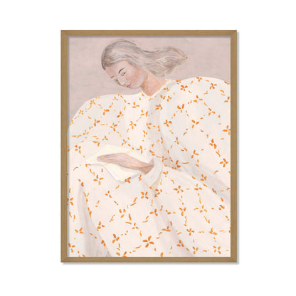 RETRATO FEMENINO EN BLANCO Y NARANJA